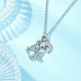 304 Нержавеющая сталь пустой мешочек макраме звезда луна кулон кабель цепь ожерелье изготовление, не тускнеет, с ползунками