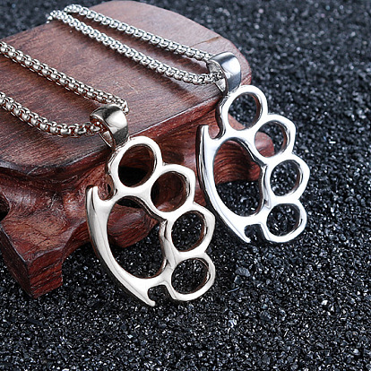 Colliers pendentif jointures en acier inoxydable, avec des chaînes de boîte