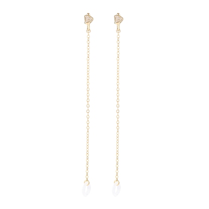 Creative Heart Cubic Zirconia Earring Strap, Brass Cuff Earring with Long Tassel, Bluetooth Headset Anti-lost Earrings