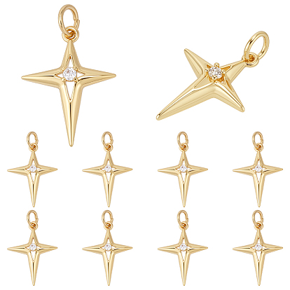 10 кулоны из латуни с микрочастицами и кубическим цирконием., звезда, с 304 кольцами из нержавеющей стали