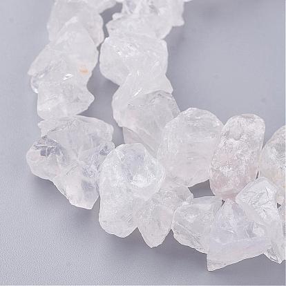 Natural Quartz Crystal Beads Strands, Rock Crystal Beads, Nuggets