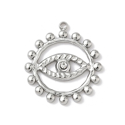 304 подвески из нержавеющей стали, со стразами, плоские круглые с глаз