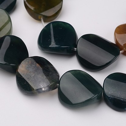 Natural Indian Agate Bead Strands, Twist Round, 16x6mm, Hole: 1mm, about 24pcs/strand, 15.4 inch