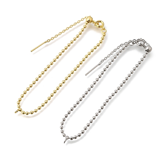 2мм латунная шариковая цепочка для изготовления браслета, Регулируемые браслеты-слайдеры с петлями для подвесок, стойки покрытие, долговечный, без кадмия и без свинца