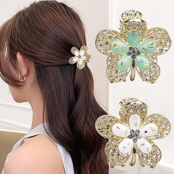 Заколки-коготь из цветочного сплава со стразами, Эмаль стиле, аксессуары для волос для женщин и девочек