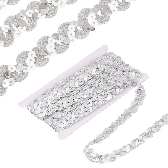 Полиэстер с пайетками, волнистая бахрома, лента, Волнообразная лента для аксессуаров одежды