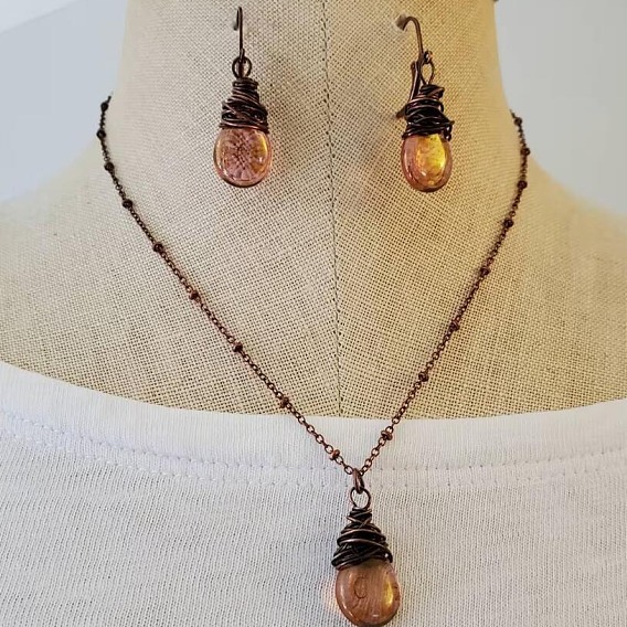 Комплекты из ожерелий и висячих серег из сплава со слезинками