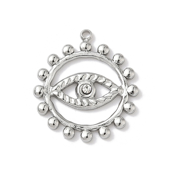 304 подвески из нержавеющей стали, со стразами, плоские круглые с глаз