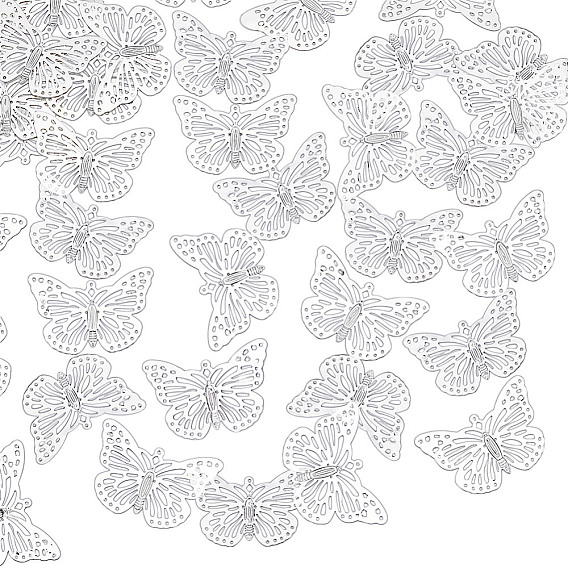 80шт. железные полые подвески-бабочки