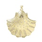 Brass Micro Pave Clear Cubic Zirconia Pendants, Shell Shape Charms, Long-Lasting Plated, Rack Plating, Lead Free & Cadmium Free