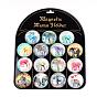 Fridge Magnets Glass Decorations, Flat Round with Animal Pattern