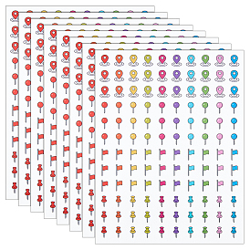 PVC Self-Adhesive Stickers, Holiday Planner Map Pin Stickers, Colorful Flag Decor Adhesive Decals
