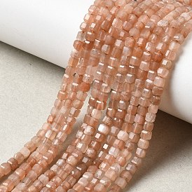 Натуральный Sunstone бисер пряди, граненые настольные бусины в форме куба