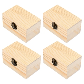 Gorgecraft 4Pcs Rectangle Wood Flip Cover Box, with Hinged Lid and Front Clasp, for Necklace, Earring Jewelry Boxes