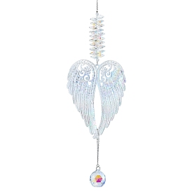Wing Acrylic Hanging Ornaments, Round Glass Charm Suncatchers for Garden Outdoor Decorations