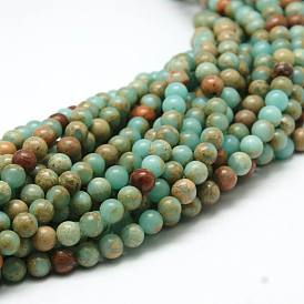 Perles synthétiques rondes en jasper aqua terra synthétique, teint