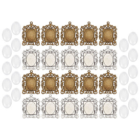 Набор для самостоятельного изготовления прямоугольного кулона, в том числе подвеска в тибетском стиле с подвеской в виде кабошона, Кабошоны из стекла