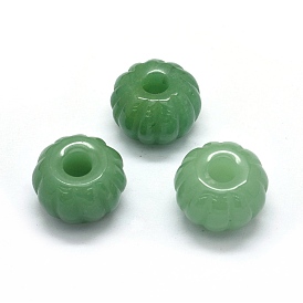 Natural Green Aventurine Beads, Large Hole Beads, Pumpkin