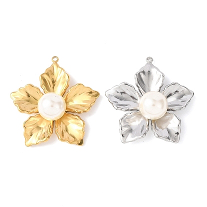 304 подвески из нержавеющей стали, , с пластиковой имитационной жемчужиной, белые