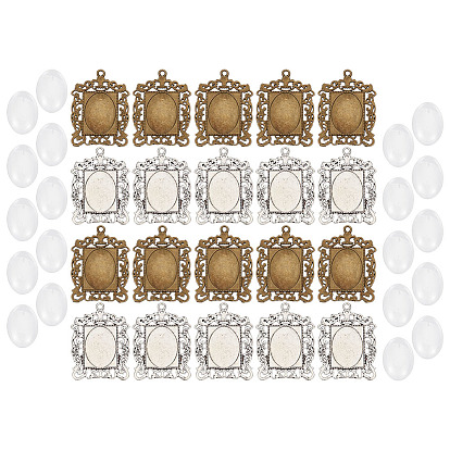 Набор для самостоятельного изготовления прямоугольного кулона, в том числе подвеска в тибетском стиле с подвеской в виде кабошона, Кабошоны из стекла