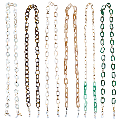 6 шт. 6 стили акриловые и алюминиевые цепочки для очков, шейный ремешок для очков