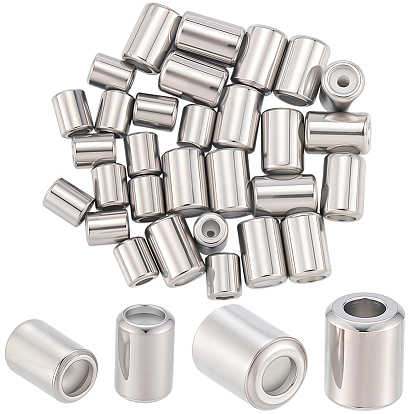 40 шт 2 стили 201 бусины из нержавеющей стали, с резиной внутри, ползунки, колонка, анти-тускнение