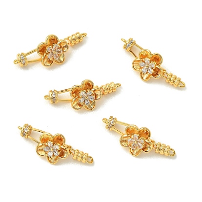 SHEGRACE Bras & Cubic Zirconia Snap Clasps, Flower, Cadmium Free & Lead Free & Nickel Free