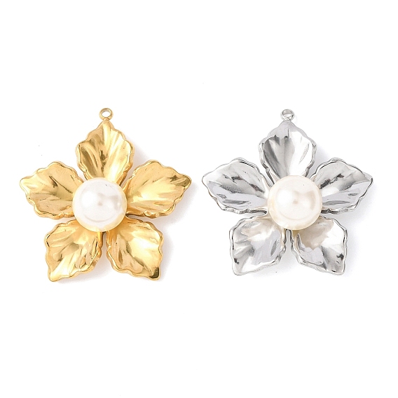 304 подвески из нержавеющей стали, , с пластиковой имитационной жемчужиной, белые