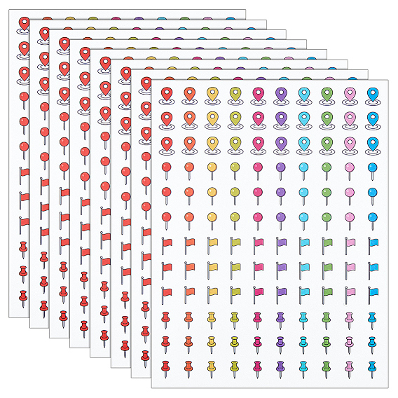 PVC Self-Adhesive Stickers, Holiday Planner Map Pin Stickers, Colorful Flag Decor Adhesive Decals