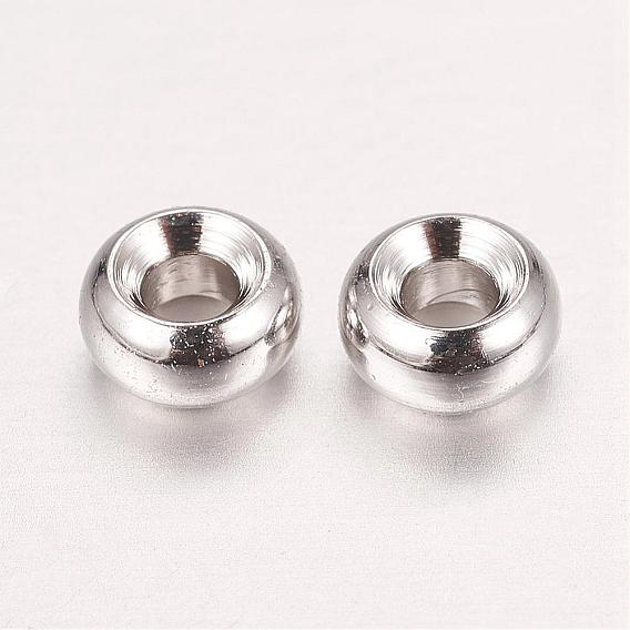 Real Platinum Plated Brass Spacer Beads, Nickel Free, Flat Round