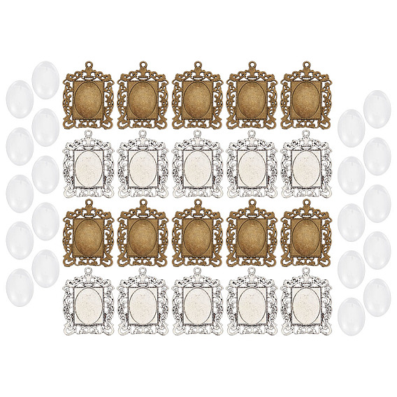 Набор для самостоятельного изготовления прямоугольного кулона, в том числе подвеска в тибетском стиле с подвеской в виде кабошона, Кабошоны из стекла