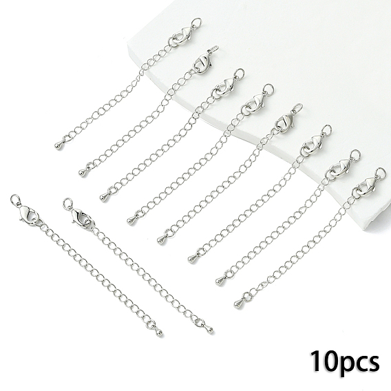 10шт. долговечный удлинитель цепи из латуни с покрытием, с застежками-лапками омара и шариками