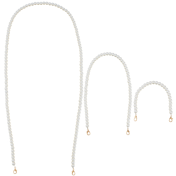 3 шт. 3 стили пластиковые цепочки для сумок с круглыми бусинами, имитирующими жемчуг, с застежками золотой тон сплава, аксессуары для изготовления кошельков