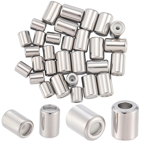 40 шт 2 стили 201 бусины из нержавеющей стали, с резиной внутри, ползунки, колонка, анти-тускнение