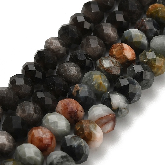 Натуральный орлиный глаз бусы, граненые, рондель