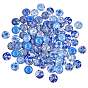 Blue and White Printed Glass Cabochons, Half Round/Dome