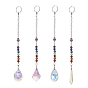 Chakra Gemstone Beaded Dowsing Pendulum, Hamsa Hand with Evil Eye Lampwork & Glass Charms