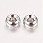 Real Platinum Plated Brass Spacer Beads, Nickel Free, Flat Round
