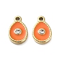 Ion Plating(IP) 304 Stainless Steel Charms, with Rhinestone and Enamel, Real 18K Gold Plated, Teardrop Charm
