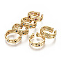 Brass Micro Pave Cubic Zirconia Cuff Rings, Open Rings, Golden, Nickel Free, Square