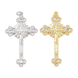 Латунные микро проложить кубического циркония подвески, подвески в виде креста-распятия, долгоиграющий, стойки покрытие, без свинца и без кадмия, с целью перехода в кольце