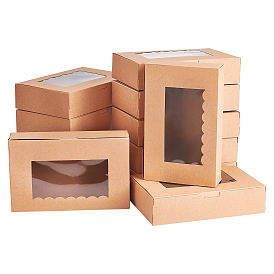 Boîte de papier benecreat, couvercle rabattable, boîte d'emballage alimentaire, avec fenêtre visuelle pvc, rectangle