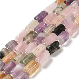 Natural Mixed Quartz Beads Strands, with Seed Beads, Faceted, Column