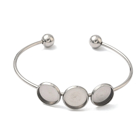 304 изготовление манжеты из нержавеющей стали, пустые основы для браслетов, с круглым подносом, не тускнеет