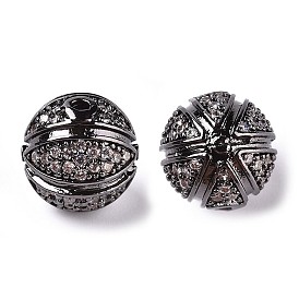 Латунные микро проложить кубического циркония бусы, круглые, прозрачные