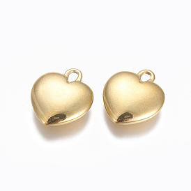 304 Stainless Steel Pendants, Puffy Heart