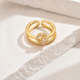 Кольца-манжеты из латуни с микропаве из кубического циркония, двухслойные, для женщин, звездная луна