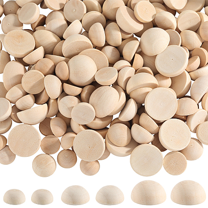 200 шт. Необработанные кабошоны из натурального дерева, неокрашенными, полукруглые / купольные