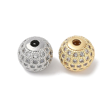 Латунные бусины из прозрачного кубического циркония, без кадмия, без никеля и без свинца, круглые