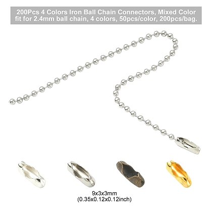 200Pcs 4 Colors Iron Ball Chain Connectors